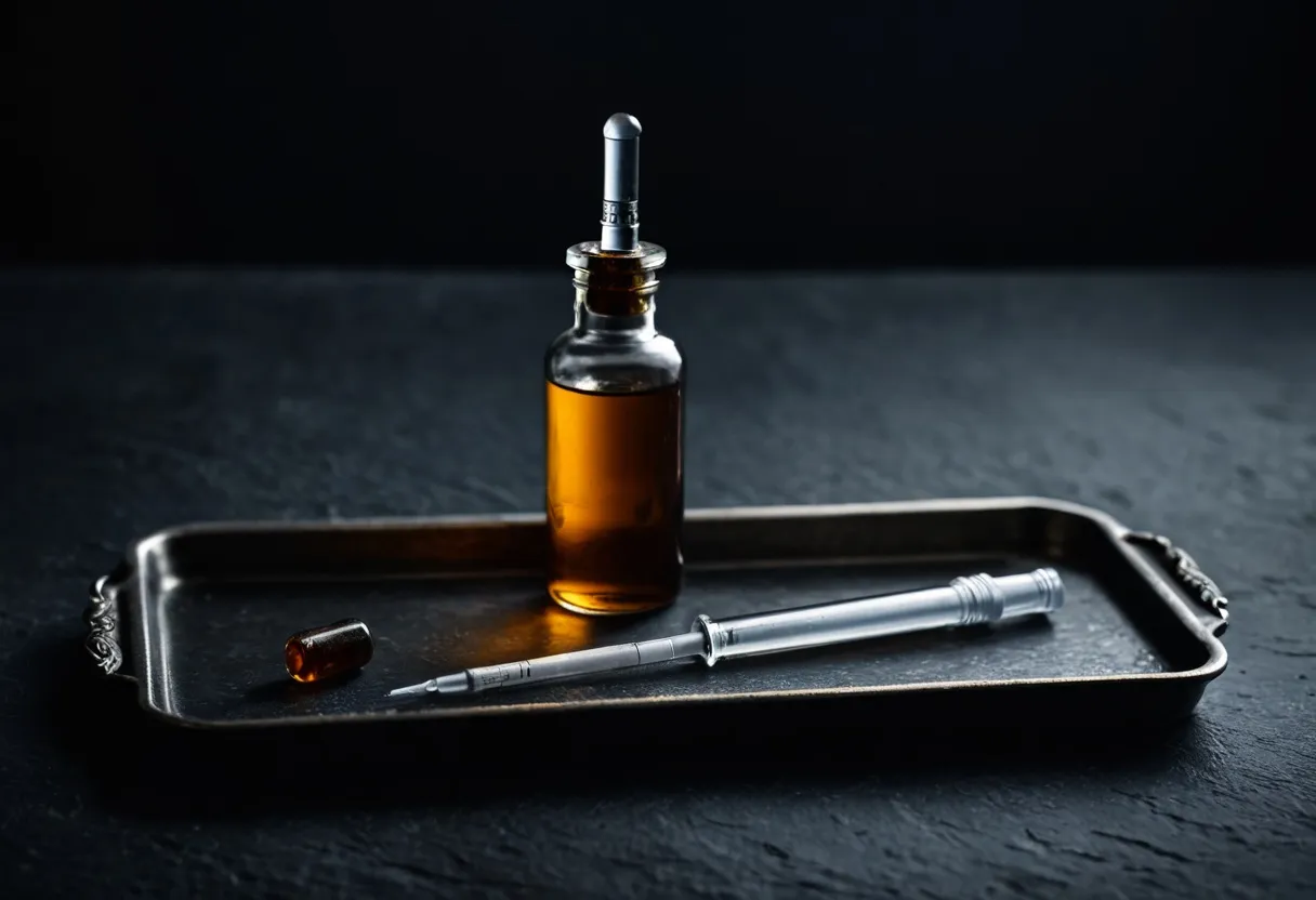 A compounded NAD+ vial and syringe on a clean surface