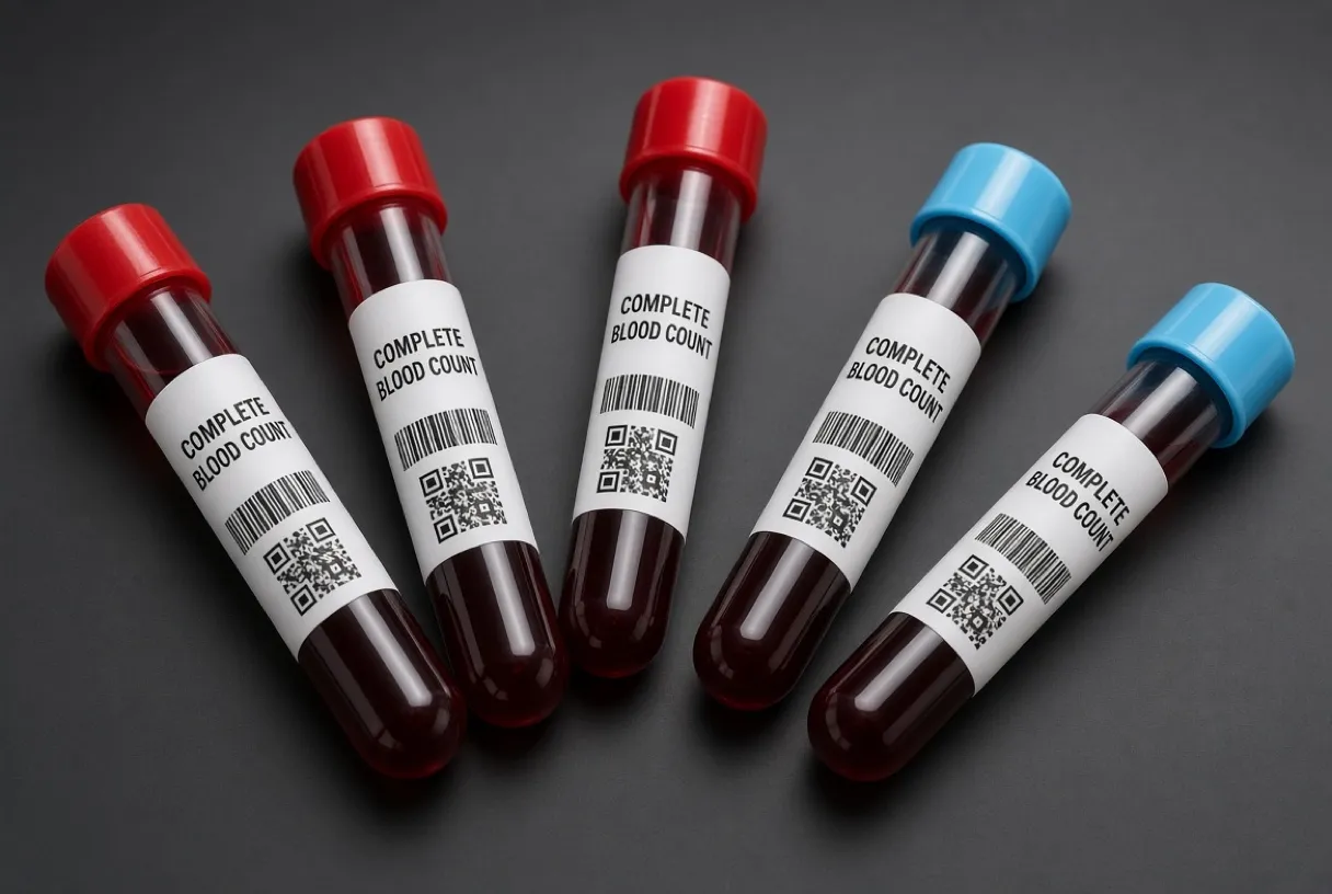 Blood collection tubes prepared for a testosterone lab panel