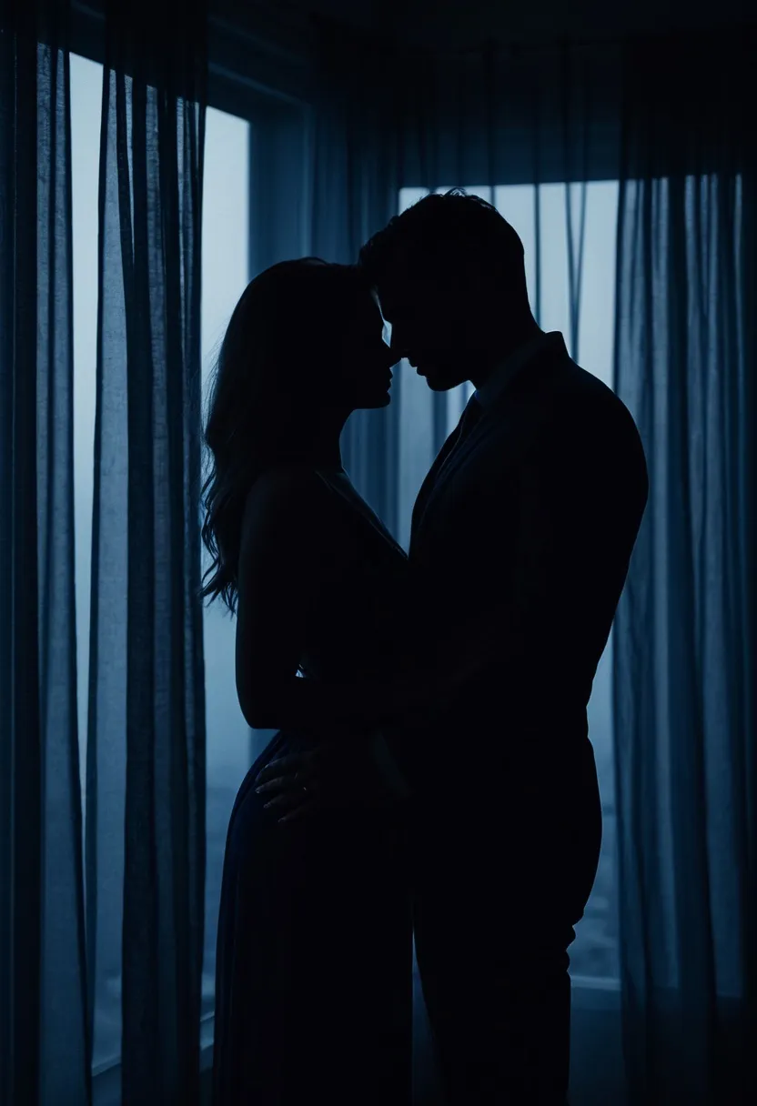 A couple close together in the evening